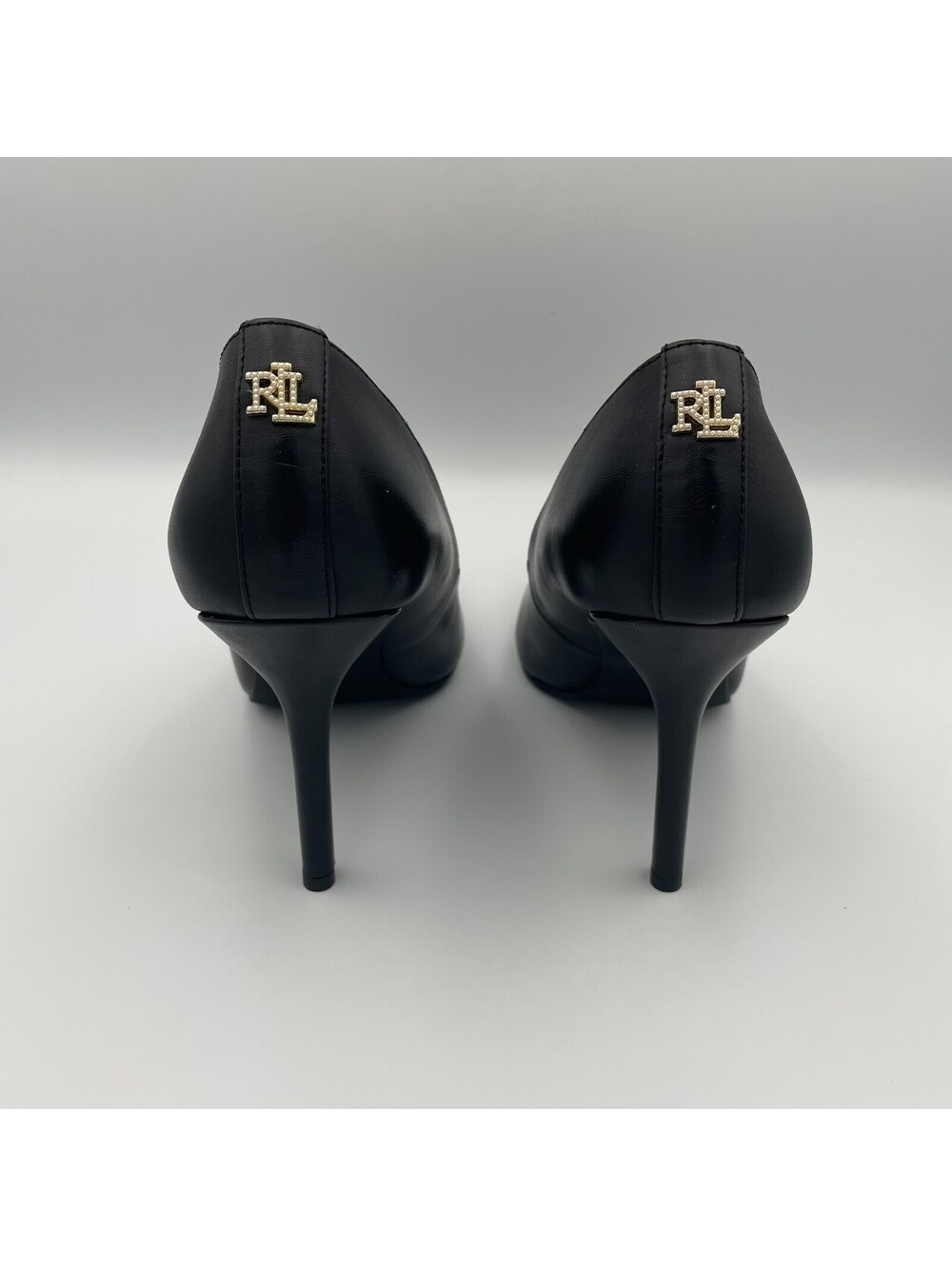Lauren Ralph Lauren Pointed Toe Pumps Womens 8.5 Black Suede Tip 3.5in Heels - Picture 4 of 10